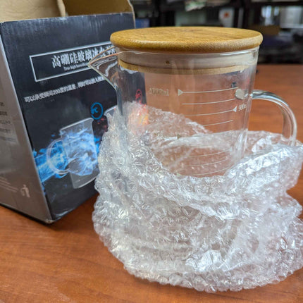 Measure Cup with Lid Scale, Heat Resistance Transparent Juice Milk Water Glass D