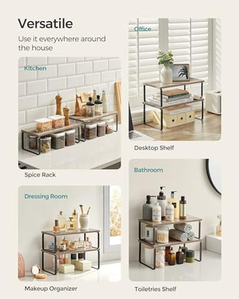 SONGMICS Cabinet Organizer Shelf, Set of 2 Kitchen Counter Shelves, Kitchen Stor