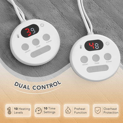 Heated Mattress Pad Queen Size 60 * 80 Inches Comfort Soft Coral Fleece 10 Heati