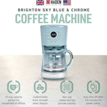 Haden Brighton Coffee Machine, 12 Cup Programmable Drip Coffee Maker with Auto S