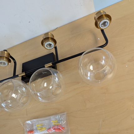 Tipace Industrial Bathroom Vanity Lighting Fixtures 4-Lights Vintage Black & Gol