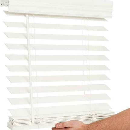 LOTUS & WINDOWARE Cordless 2-inchFaux Wood Blind 23" Wide x 36" Long,(Soft White
