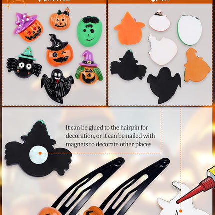 100PCS Halloween Slime Charms, Kalolary Halloween Resin Flatback Charms Kawaii H