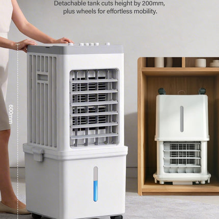 Mobile Evaporative Cooling Unit with 12L Water Tank, Quiet 35dB Air Cooler, 120°