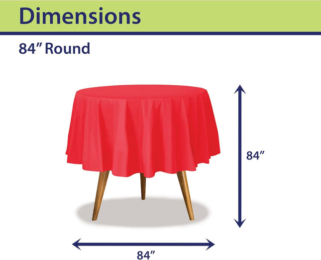 Party Dimensions Red Plastic Table Cover for Round Tables 84 Inch (12 Pack) Prem