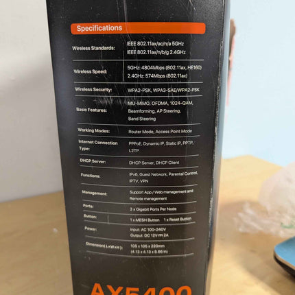 Tenda MX15 Pro AX5400 Dual-Band Mesh WiFi 6 System (3-Pack) Whole Home Coverage