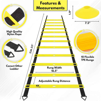 LYKAN FIT 20ft Agility Ladder Speed Training Equipment, Speed Ladder Agility Lad