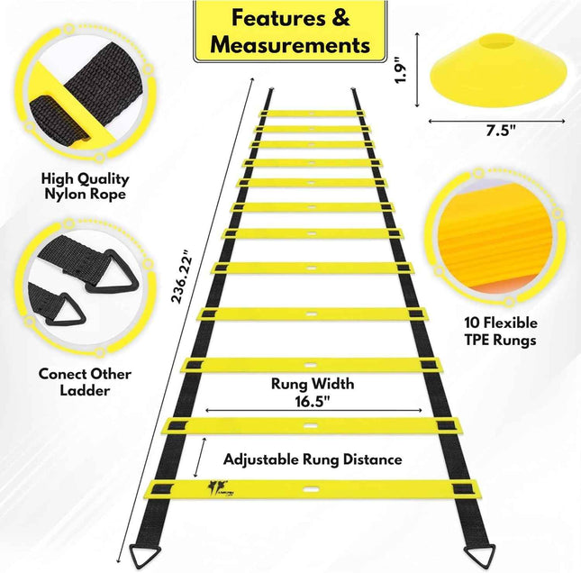 LYKAN FIT 20ft Agility Ladder Speed Training Equipment, Speed Ladder Agility Lad
