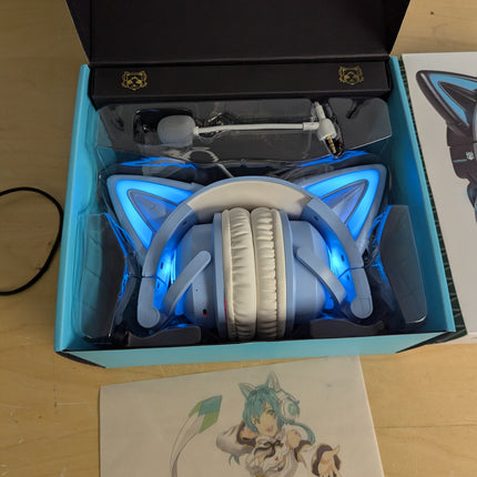 New LED Wireless Cat Ear Headphones (12 Color Changing) with Connectable Attacha