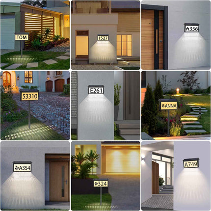 Nazuwke Solar Address Sign, House Numbers for Outside Light Up, 3 Colors Waterpr