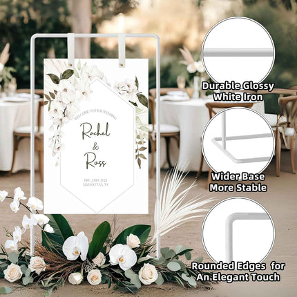 Wedding Sign Holder, Adjustable Welcome to Our Wedding Sign Stand W/Design Bundl