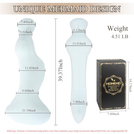 Small Mermaid Body Pillows, Cooling One Piece Body Pillows for Adults, Long Pill