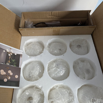 Mid Century Chandelier,Modern Sputnik Globe Chandelier,Black Chandeliers for Din