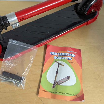 hoverstar kick scooter for kids, led light up wheels and pedal, 3 adjustable hei