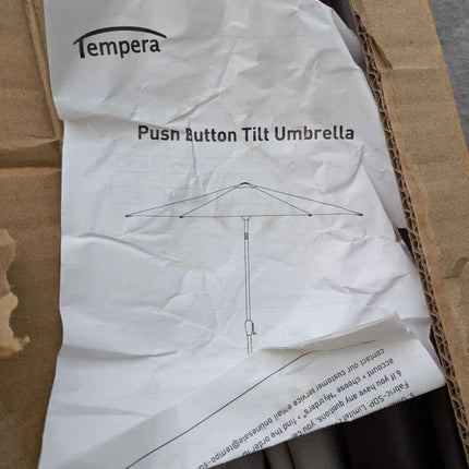 Tempera 9 ft Patio Umbrella Outdoor Table Umbrella with Push Button Tilt and Cra