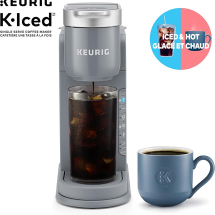 Keurig K-Iced Single Serve K-Cup Pod Coffee Maker with Brew Over Ice Button, 42 oz Removable Reservoir, 3 Sizes, Grey