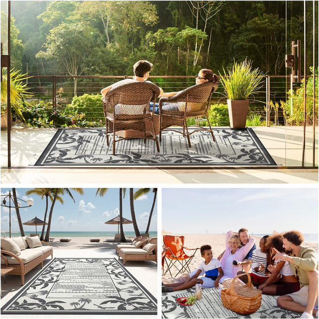 COCOER Outdoor-Rug 6x9 ft Waterproof Reversible Outdoor Plastic Straw Rug RV Ind