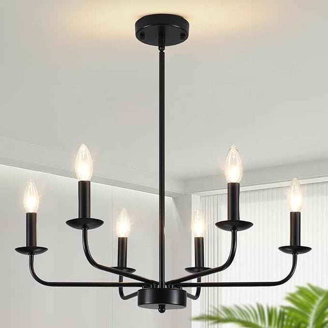 JZQWCK Chandeliers Ceiling Lights, 6-Light Modern Black Farmhouse Chandelier for