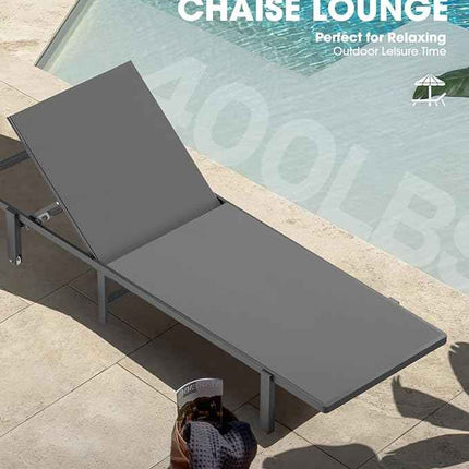 Aluminum Chaise Lounge Chair Outdoor with Wheels, Patio Lounge Chair with Adjust