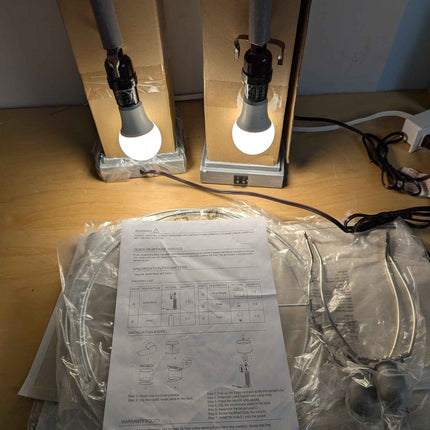 Cinkeda 27" Tall Vintage Table Lamp Set of 2 with USB C+A & Outlet,Gray Nightsta