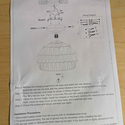 Black Rattan Light Fixture Drum Pendant Light Dinning Room Lighting Boho Chandel