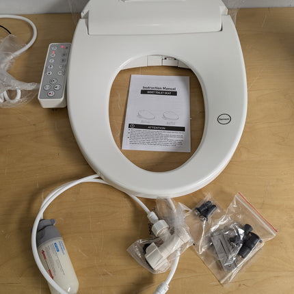 WLJBIDET O7L-1V Elongated Bidet Toilet Seat with Warm Water Wash, Air Drying, Heated Seat, Side Panel & Nightlight