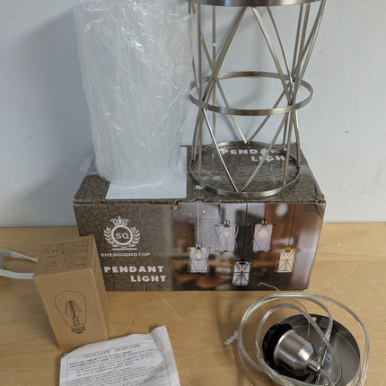 SHENGQINGTOP Modern Mini Pendant Light with Clear Glass, Brushed Nickel Transiti