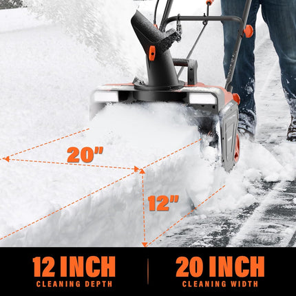 MAXLANDER Corded Electric Snow Blower, 20 Inch 15A Electric Snow Thrower with Du