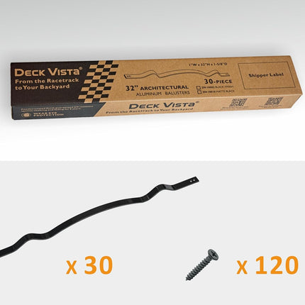 32" Double Wavy Aluminum Deck Balusters 30 Pack, Metal Deck Railing Stair Porch