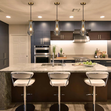 TACDANDM 4.92'' Gold Clear 1-Light Teardrop Glass Pendant Light Adjustable Moder