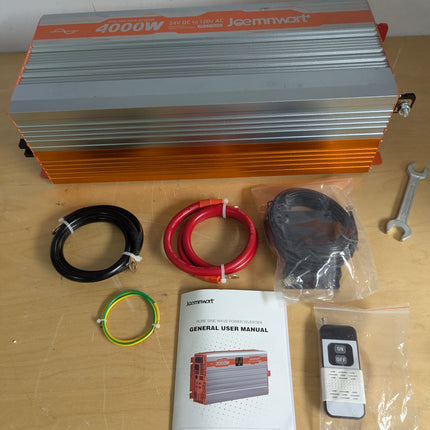 (no remote) JOEMNWART 4000W Pure Sine Wave Inverter 24V DC to 120V AC Converter,