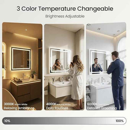 24X32 LED Bathroom Mirror with Lights, Anti-Fog, Dimmable - Lighted Bathroom Van