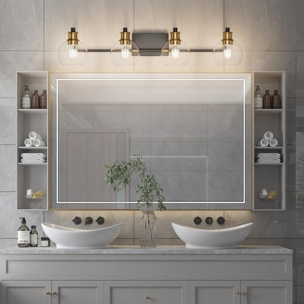 Tipace Industrial Bathroom Vanity Lighting Fixtures 4-Lights Vintage Black & Gol