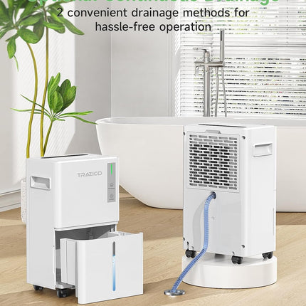 Trazico 21 Pint Dehumidifier for Basement & Home up to 1500 Sq Ft, 3 Smart Modes, 24H Timer, Continuous Drain, Quiet
