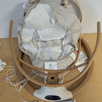 Monamii Bluetooth Baby Swing for Infants, 5 Sway Motions, 10 Melodies, Remote Control and Auto-Rocking, Light Beige