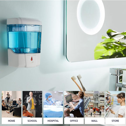 PLUSSEN Soap Dispenser Wall Mount, Automatic Hand Sanitizer Dispenser 600ml Gel