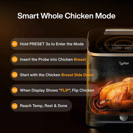 Typhur Sync 8QT Air Fryer with Built-in Wireless Thermometer, 9-in-1 Smart Airfr