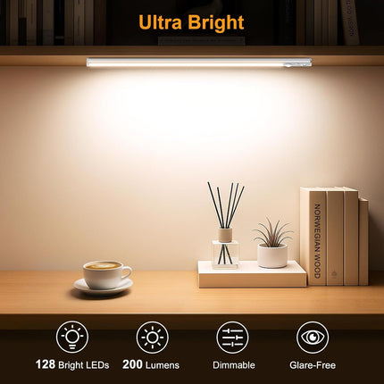 (NO MAGNETS) Gritin 14.7inch Under Cabinet Lighting Rechargeable 2 Pack-3 Color