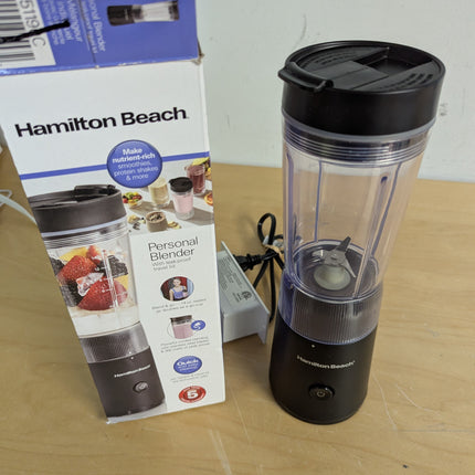 Hamilton Beach Personal Blender with Leak-Proof Travel Lid, Stainless Steel Blad