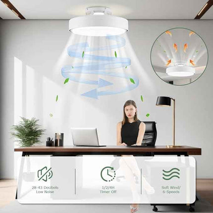 Klmeiday Modern Bladeless Ceiling Fans with Lights and Remote, Reversible, DC Mo