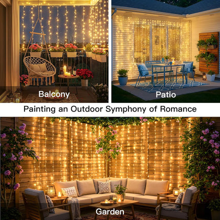 suddus Curtain Lights for Bedroom, 200 Led Hanging String Light Outdoor, Fairy C