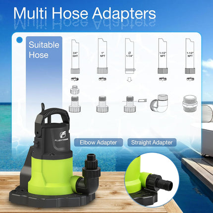 FLUENTPOWER Automatic Submersible Pump for Pool Cover, 3/4 HP 3400GPH Removal Pu