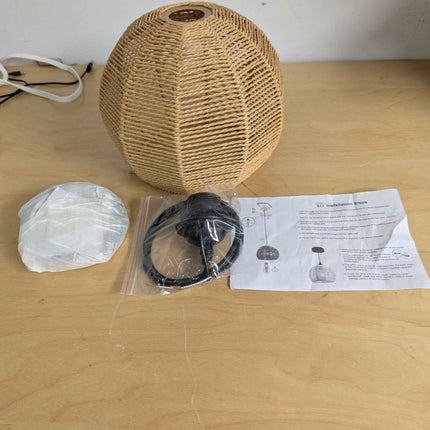 Mlihove Rattan Pendant Light 1-Light with Hand-Woven Shade 9.8inch, Rattan Light