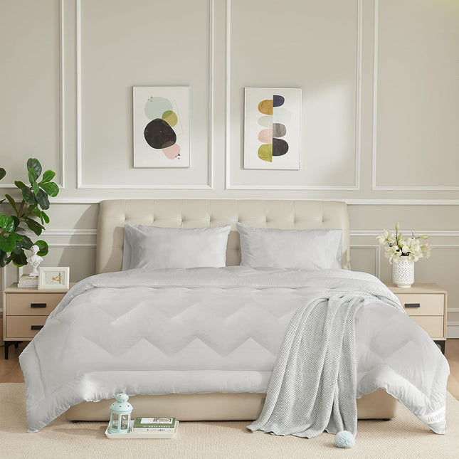 HOMTEC Full Size Duvet Insert - All Season 100% Cotton Comforter