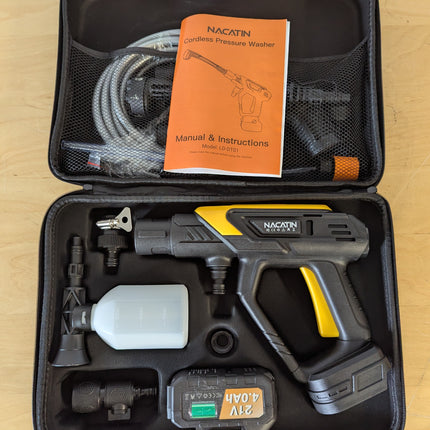 Incomplete — NACATIN 1000 PSI Cordless Pressure Washer, 21V 4.0Ah Brushless