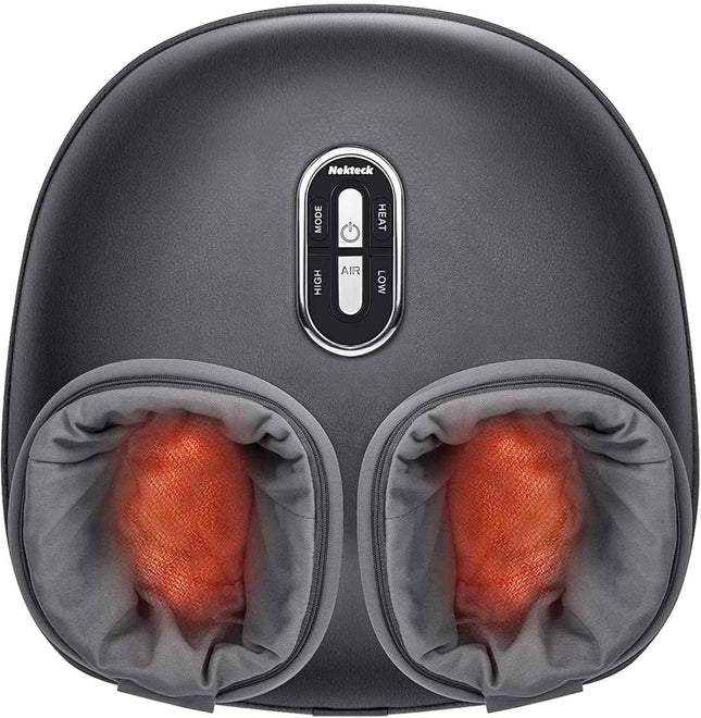 Nekteck Shiatsu Foot Massager Machine with Soothing Heat, Deep Kneading with air Compression, Improve Blood Circulation and Foot Wellness, Relax for Home or Office Use (Gray)
