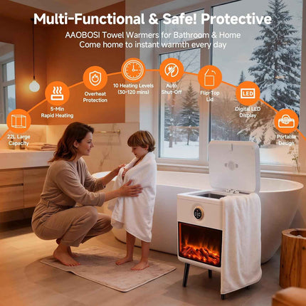 AAOBOSI Heated Towel Warmer for Bathroom - Luxury Towel Warmers Bucket with 3D F