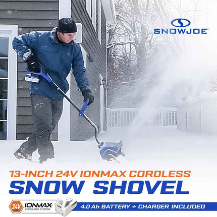 Snow Joe 24V Cordless Electric Shovel Kit w/ 4Ah Battery & Charger, 13″ Clearing