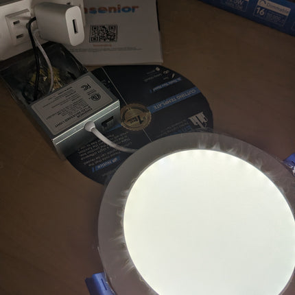 Ensenior 6Inch LED Recessed Slim Pot Light with Junction Box, 2700K/3000K/3500K/