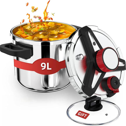 3-In-1 304 Stainless Steel Pressure Cooker 9 Litre: [Explosion-Proof]